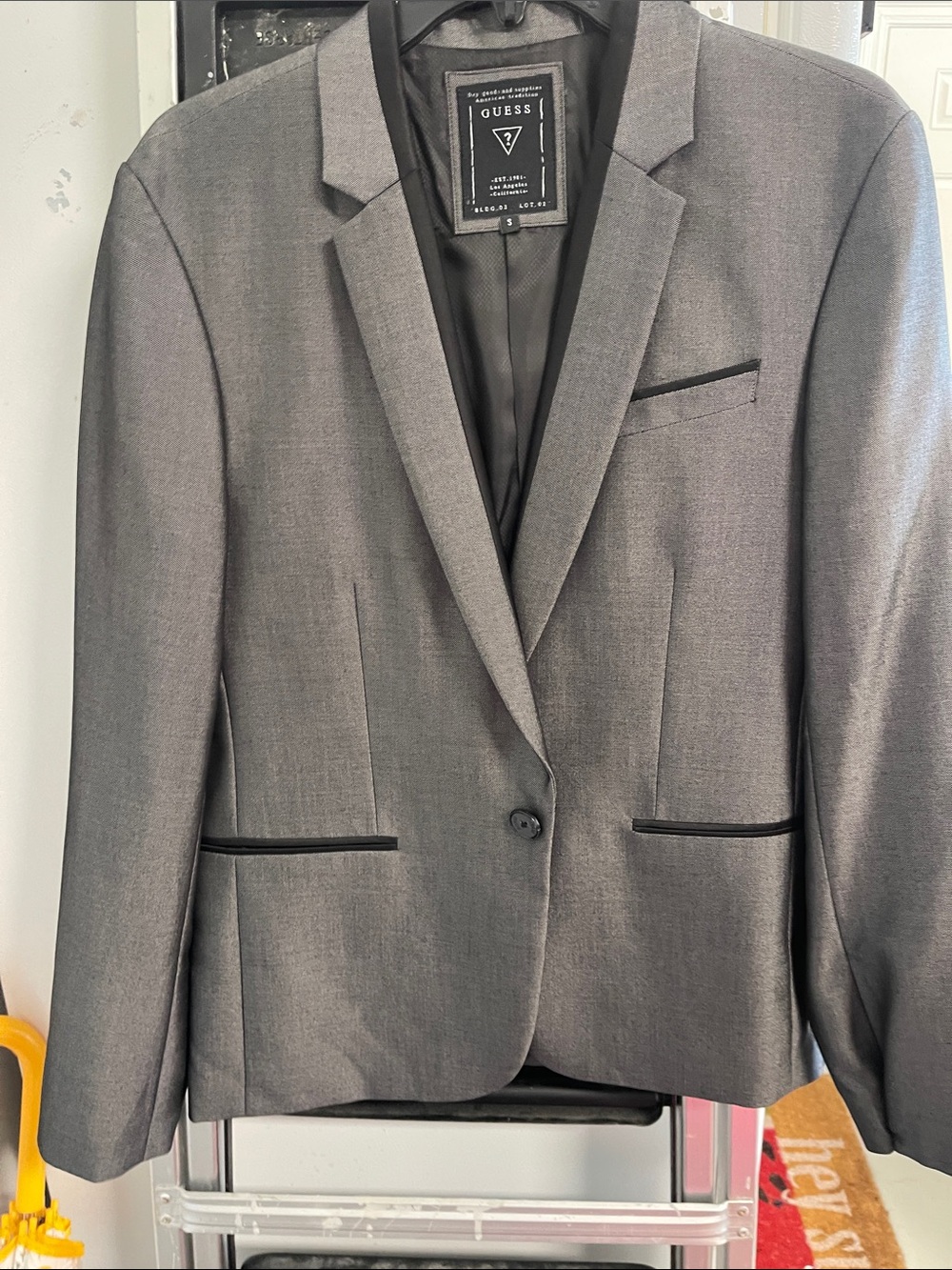 Guess by Marciano Gray Blazer with Black Trim